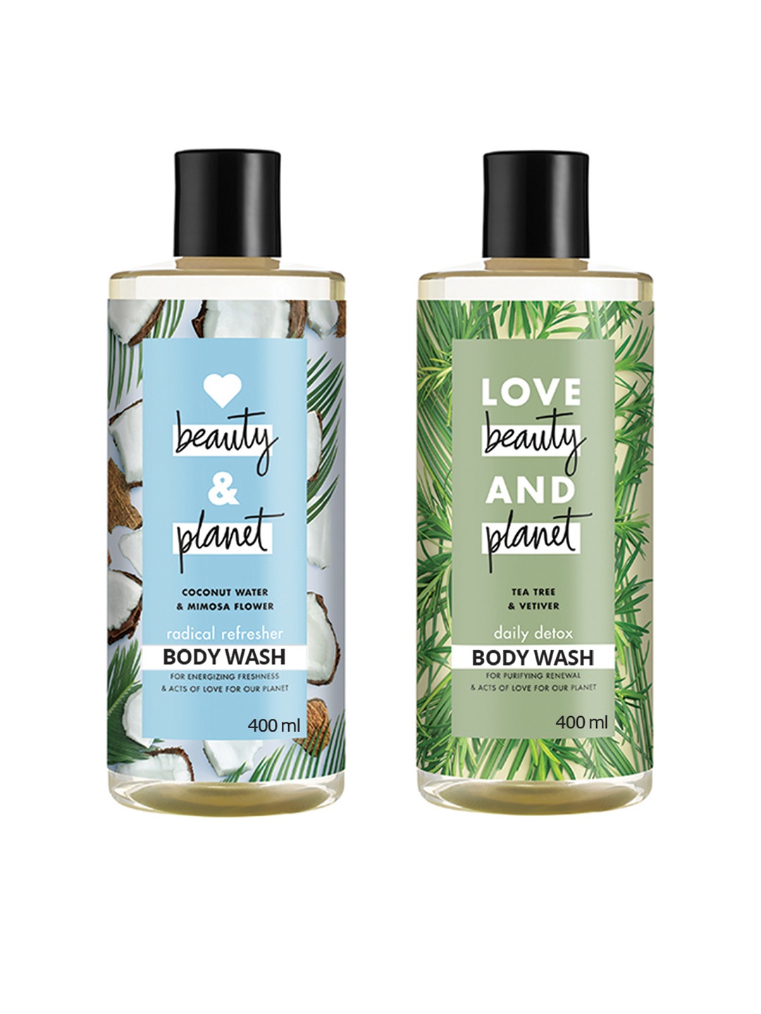 Love Beauty & Planet Set of 2 Body Washes-Tea Tree & Vetiver-Coconut Water & Mimosa Flower, White
Love Beauty & Planet Set of 2 Body Washes-Tea Tree & Vetiver-Coconut Water & Mimosa Flower, White