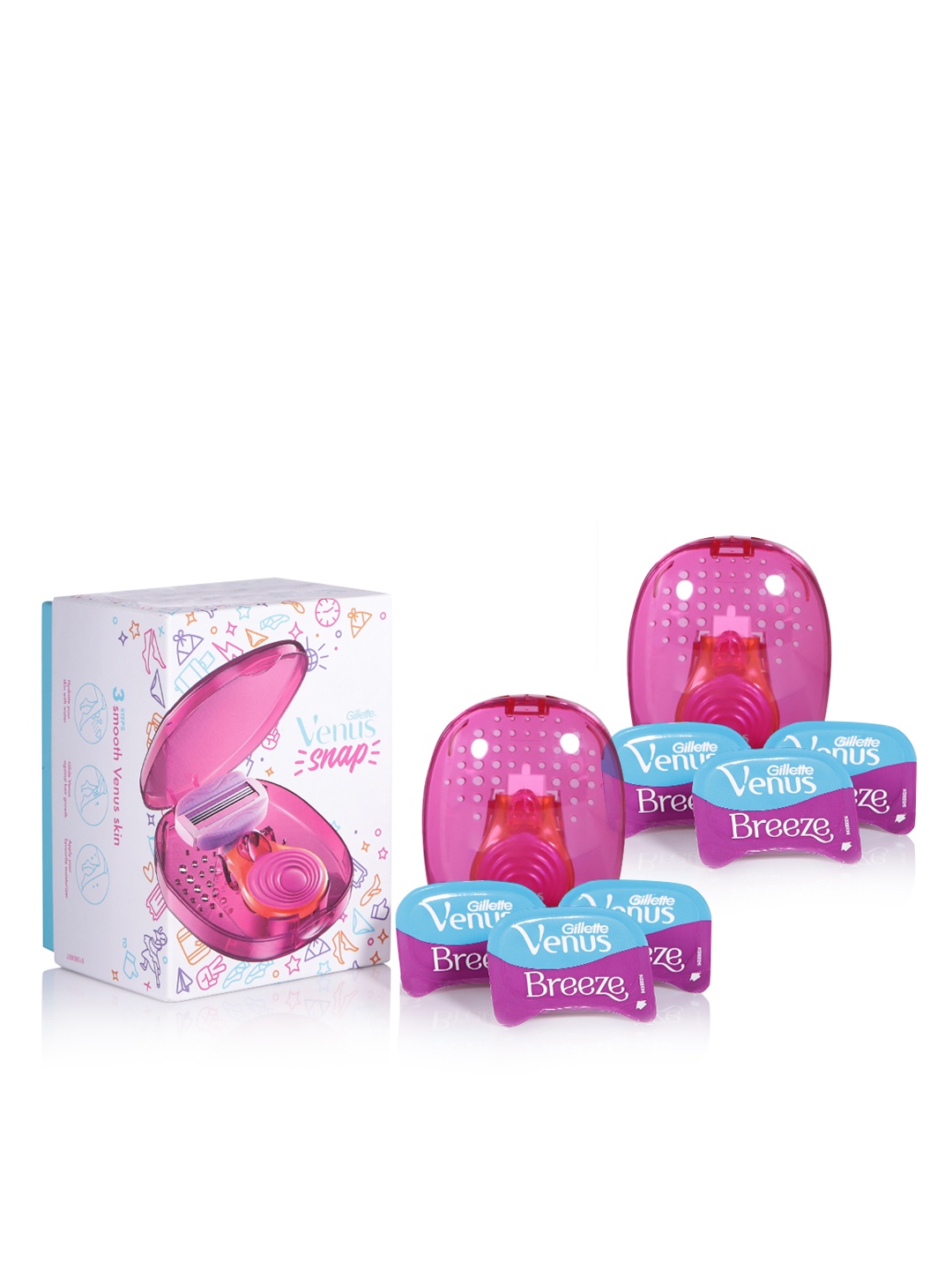 Gillette Women Set of 2 Venus Snap Hair Remover for Smooth Skin with 3 Refills Each, Pink
Gillette Women Set of 2 Venus Snap Hair Remover for Smooth Skin with 3 Refills Each, Pink