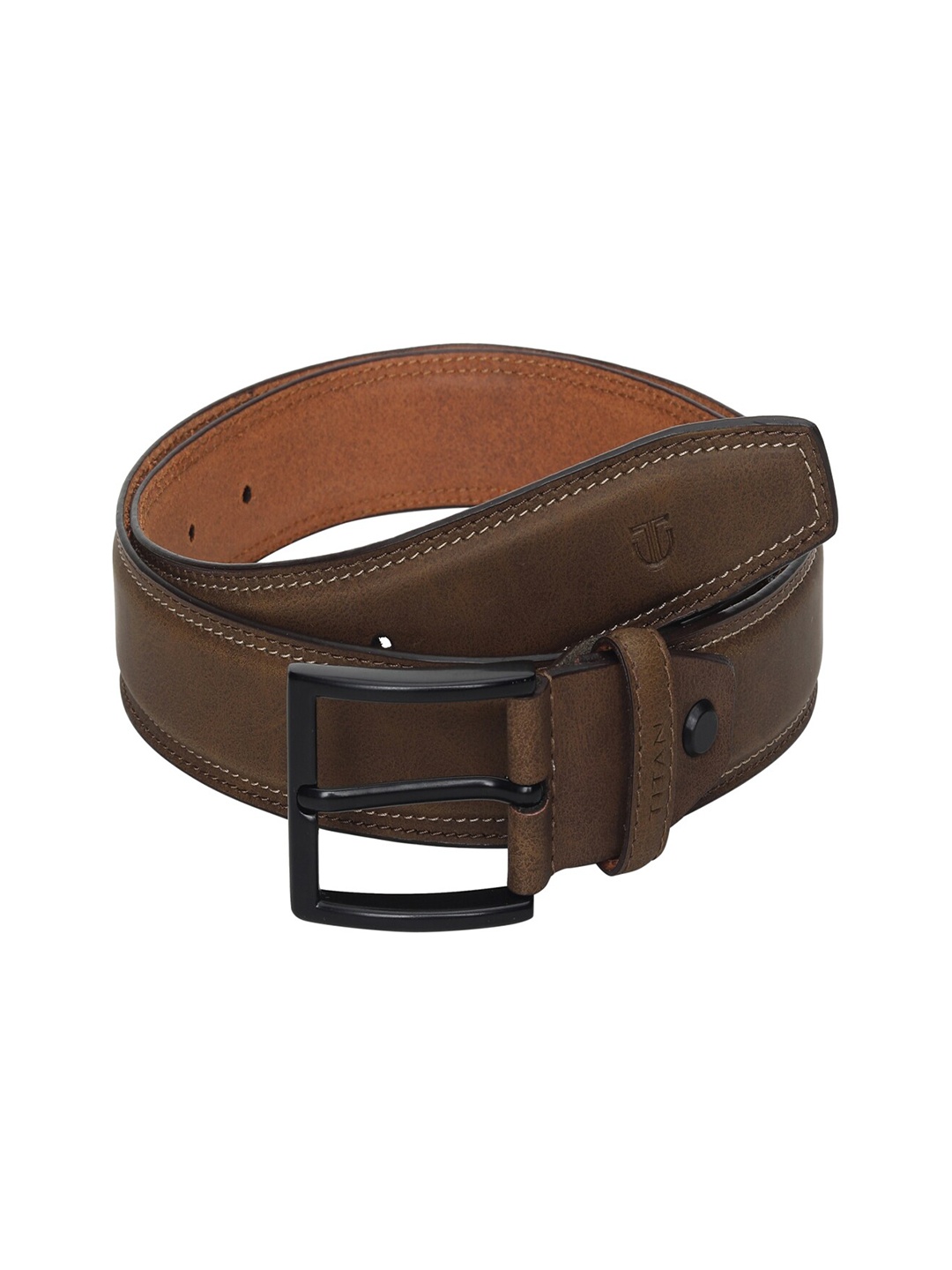 Titan Men Brown Solid Leather Formal Belt