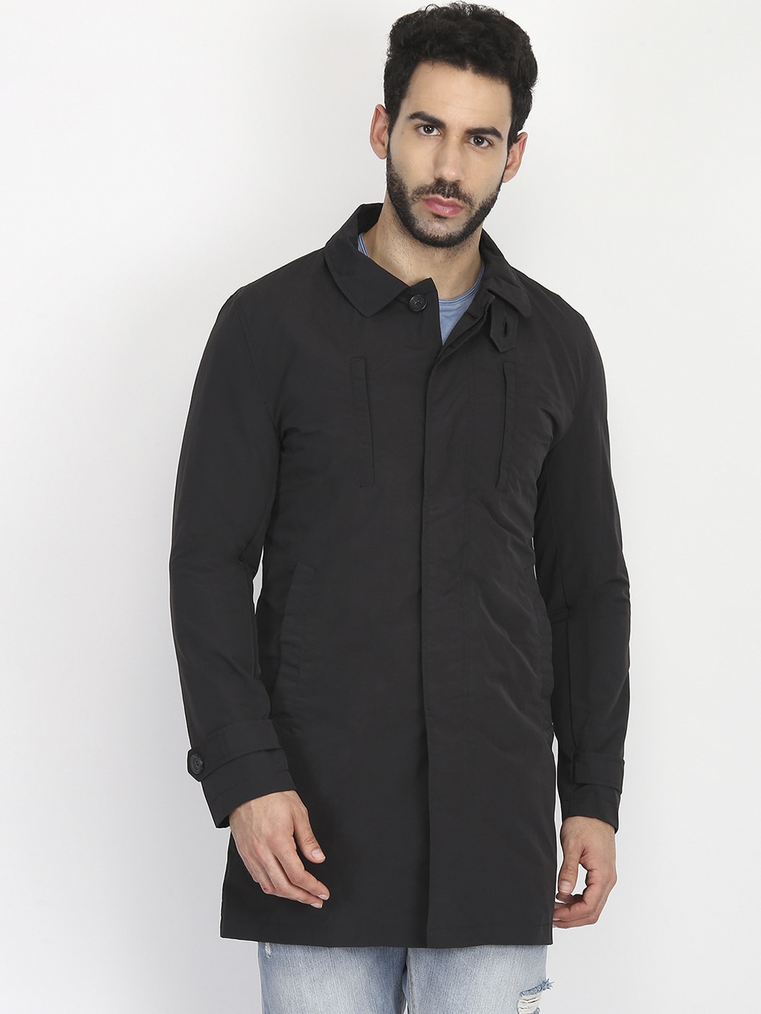 LINDBERGH Men Black Solid Overcoat