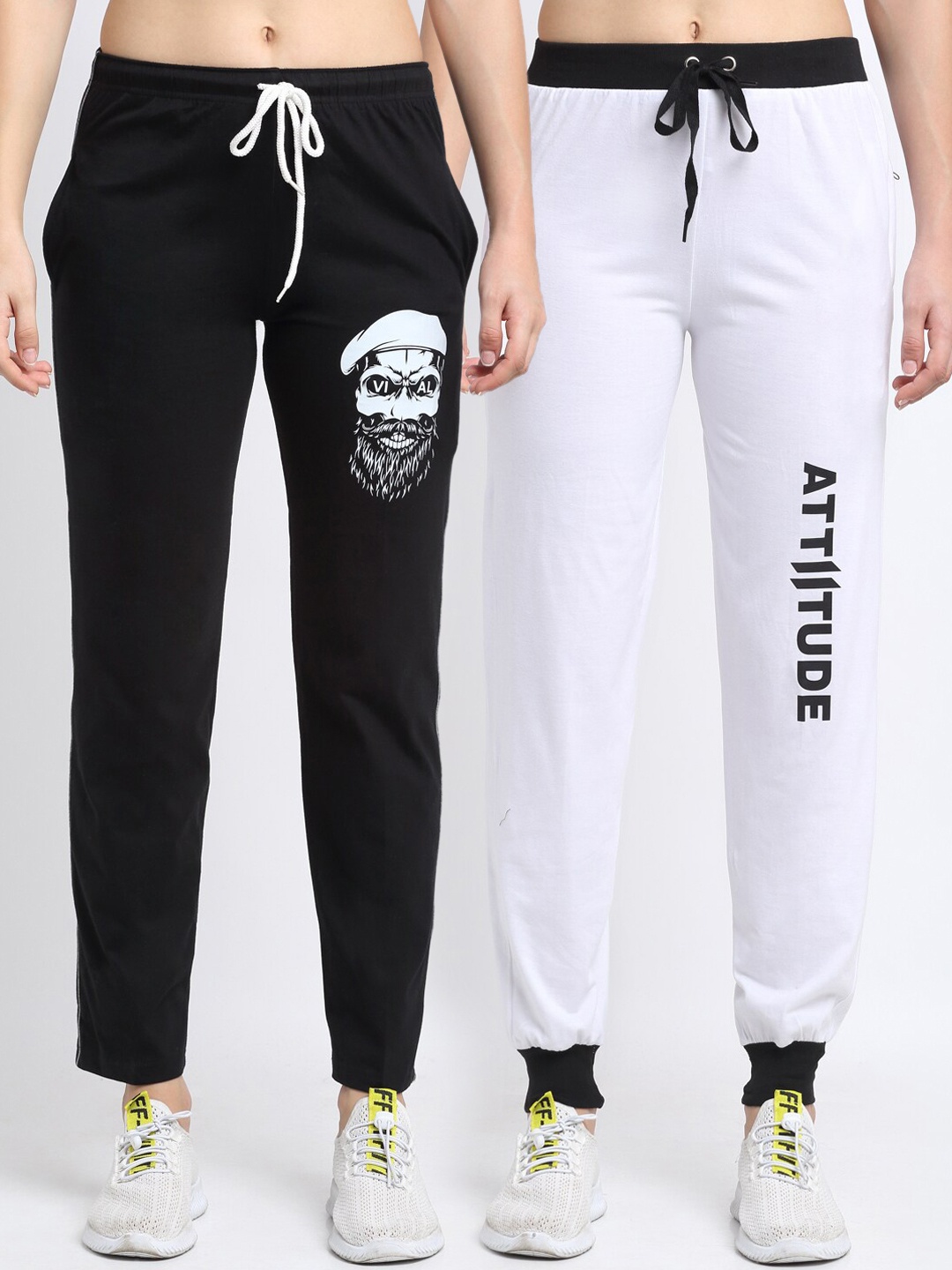 VIMAL JONNEY Women Pack Of 2 Solid Track Pants, Black
