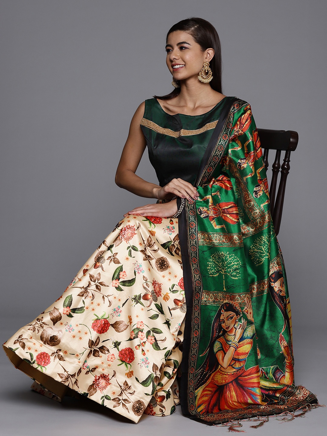Mitera Peach-Coloured & Green Printed Block Print Semi-Stitched Lehenga & Unstitched Blouse With Dupatta
Mitera Peach-Coloured & Green Printed Block Print Semi-Stitched Lehenga & Unstitched Blouse With Dupatta