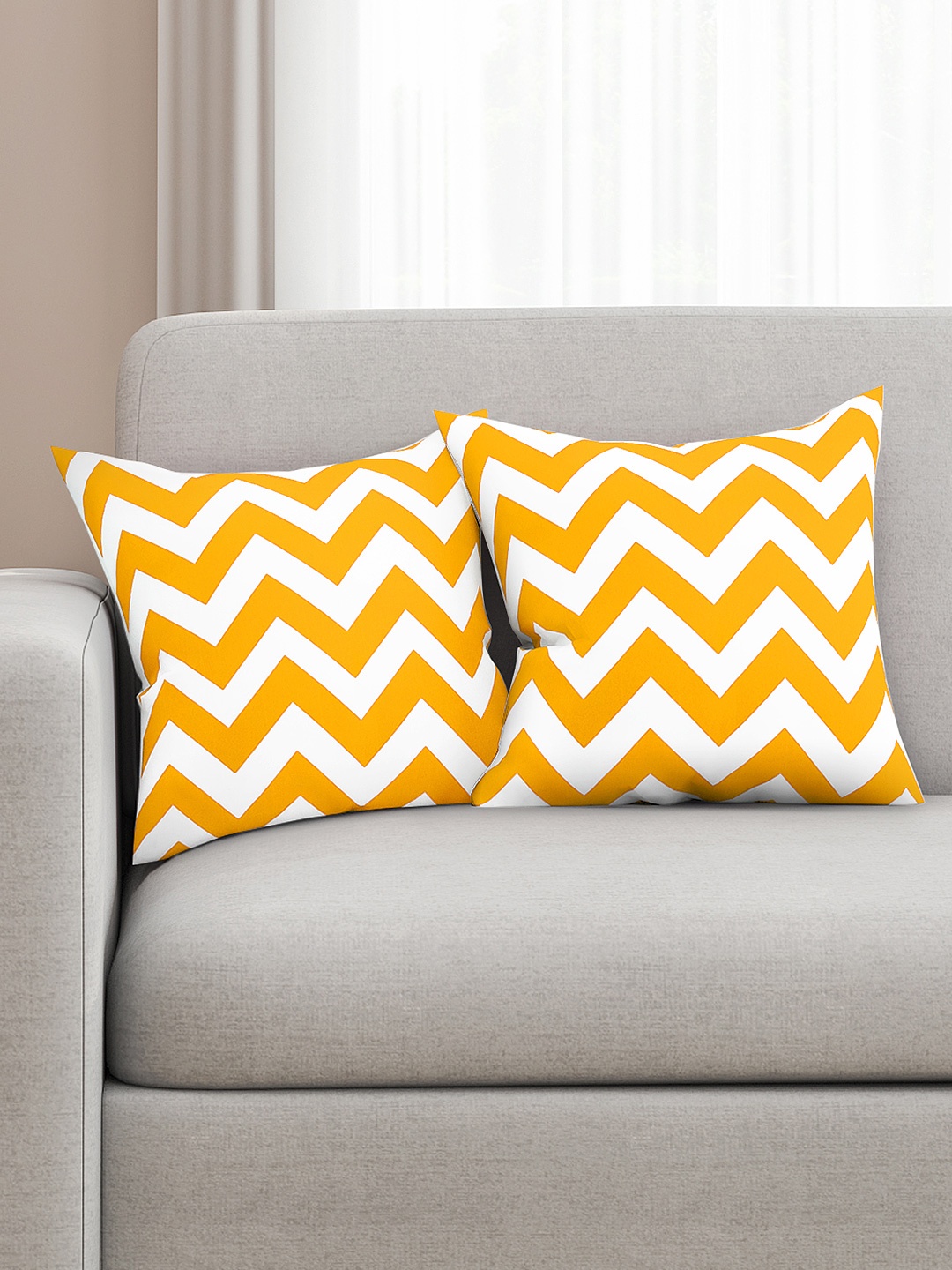 SEJ by Nisha Gupta Yellow & White Set of 2 Printed 16'' x 16'' Square Cushion Covers
SEJ by Nisha Gupta Yellow & White Set of 2 Printed 16'' x 16'' Square Cushion Covers