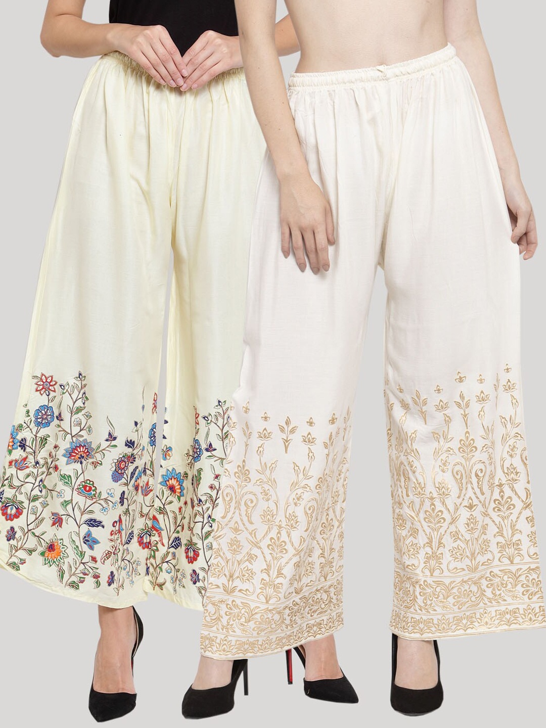 Clora Creation Women Cream-Coloured Pack Of 2 Floral Printed Knitted Ethnic Palazzos
Clora Creation Women Cream-Coloured Pack Of 2 Floral Printed Knitted Ethnic Palazzos