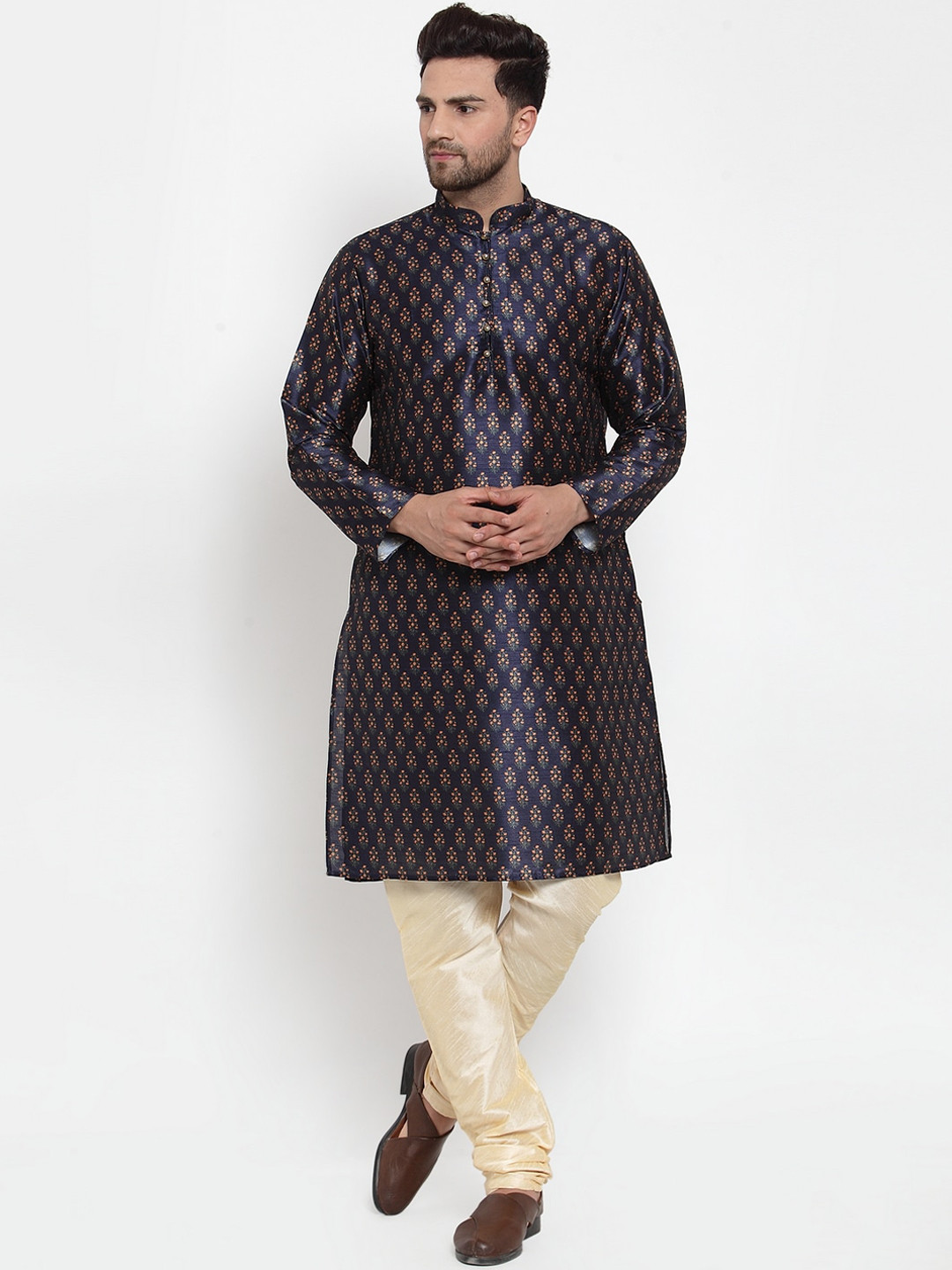 KRAFT INDIA Men Navy Blue Ethnic Motifs Printed Angrakha Kurta with Pyjamas
KRAFT INDIA Men Navy Blue Ethnic Motifs Printed Angrakha Kurta with Pyjamas
