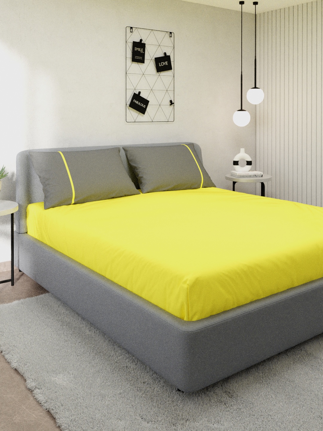 Stoa Paris Lime & Grey Solid 144 TC Cotton Queen Bedsheet With 2 Pillow Covers, Yellow
Stoa Paris Lime & Grey Solid 144 TC Cotton Queen Bedsheet With 2 Pillow Covers, Yellow