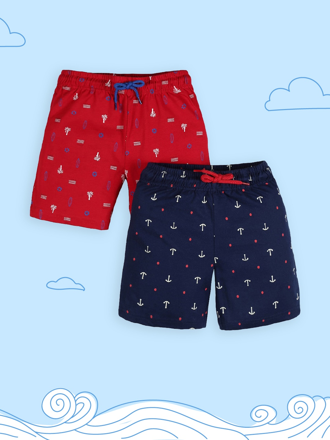PLUM TREE Boys Red Printed Regular Shorts