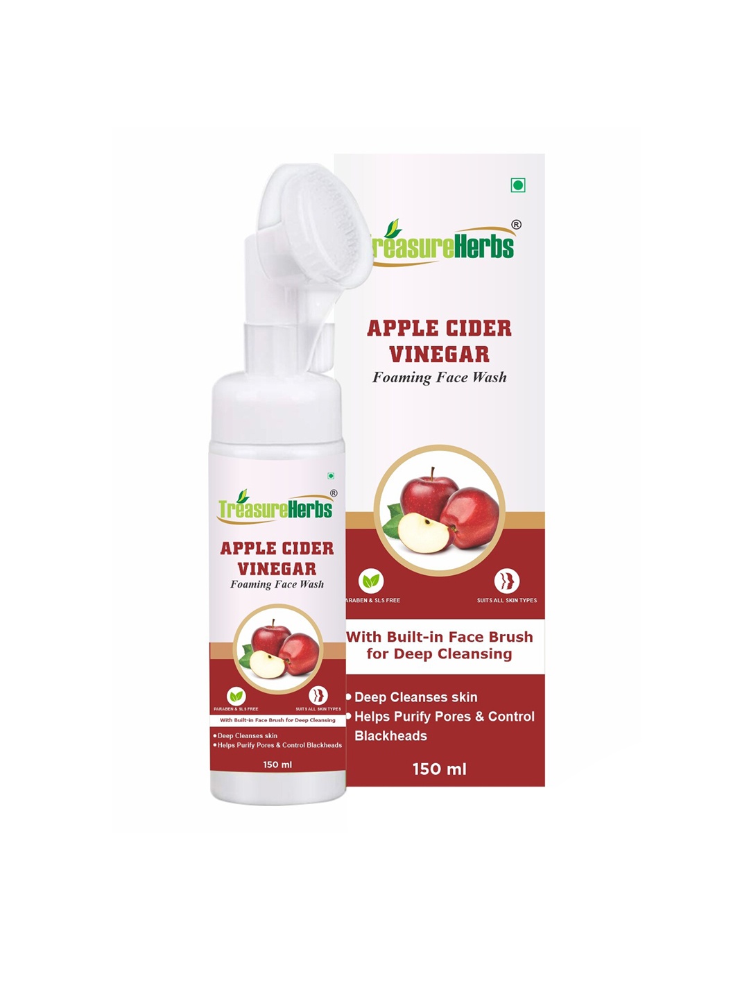TreasureHerbs Unisex Apple Cider Vinegar Foaming Face Wash & Built-In Face Brush 150 ml, White
TreasureHerbs Unisex Apple Cider Vinegar Foaming Face Wash & Built-In Face Brush 150 ml, White
