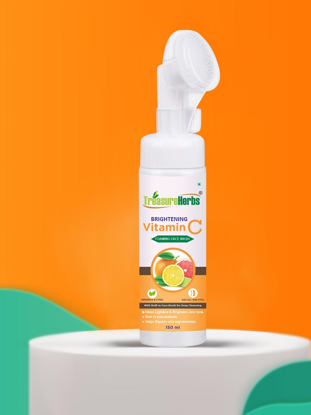 TreasureHerbs Brightening Vitamin C Foaming Face Wash with Built-In Face Brush 150 ml, White
TreasureHerbs Brightening Vitamin C Foaming Face Wash with Built-In Face Brush 150 ml, White