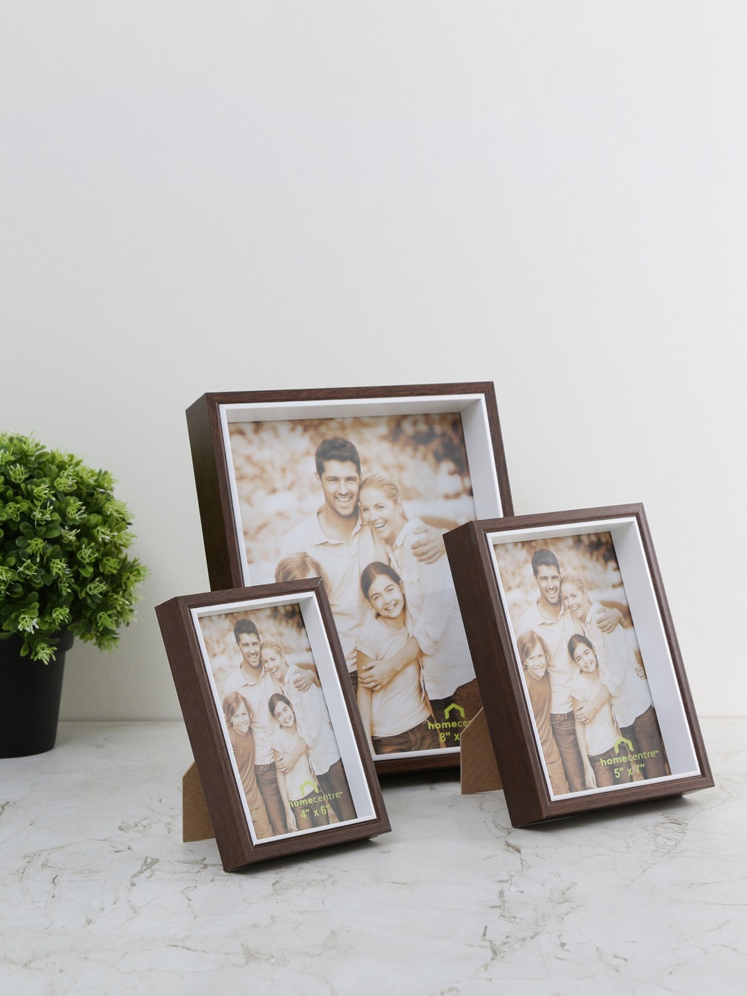 Sepia MDF Photo Frames - Set of 3, Brown