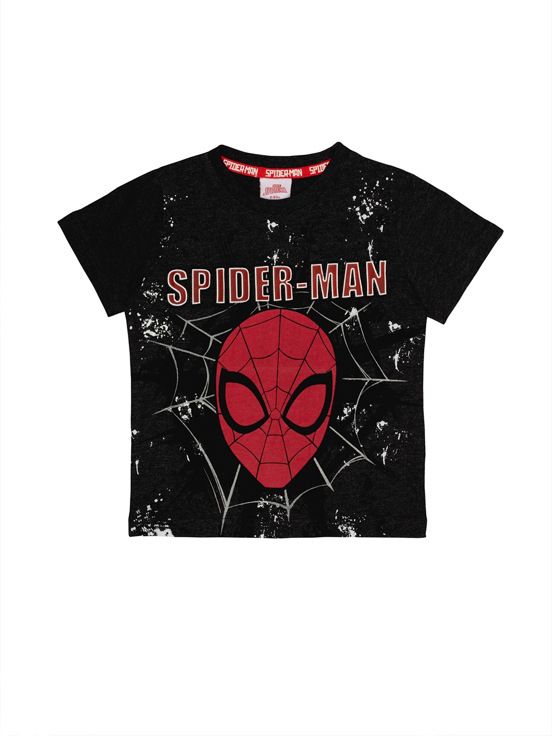 Marvel Boys Black Spiderman Printed T-shirt