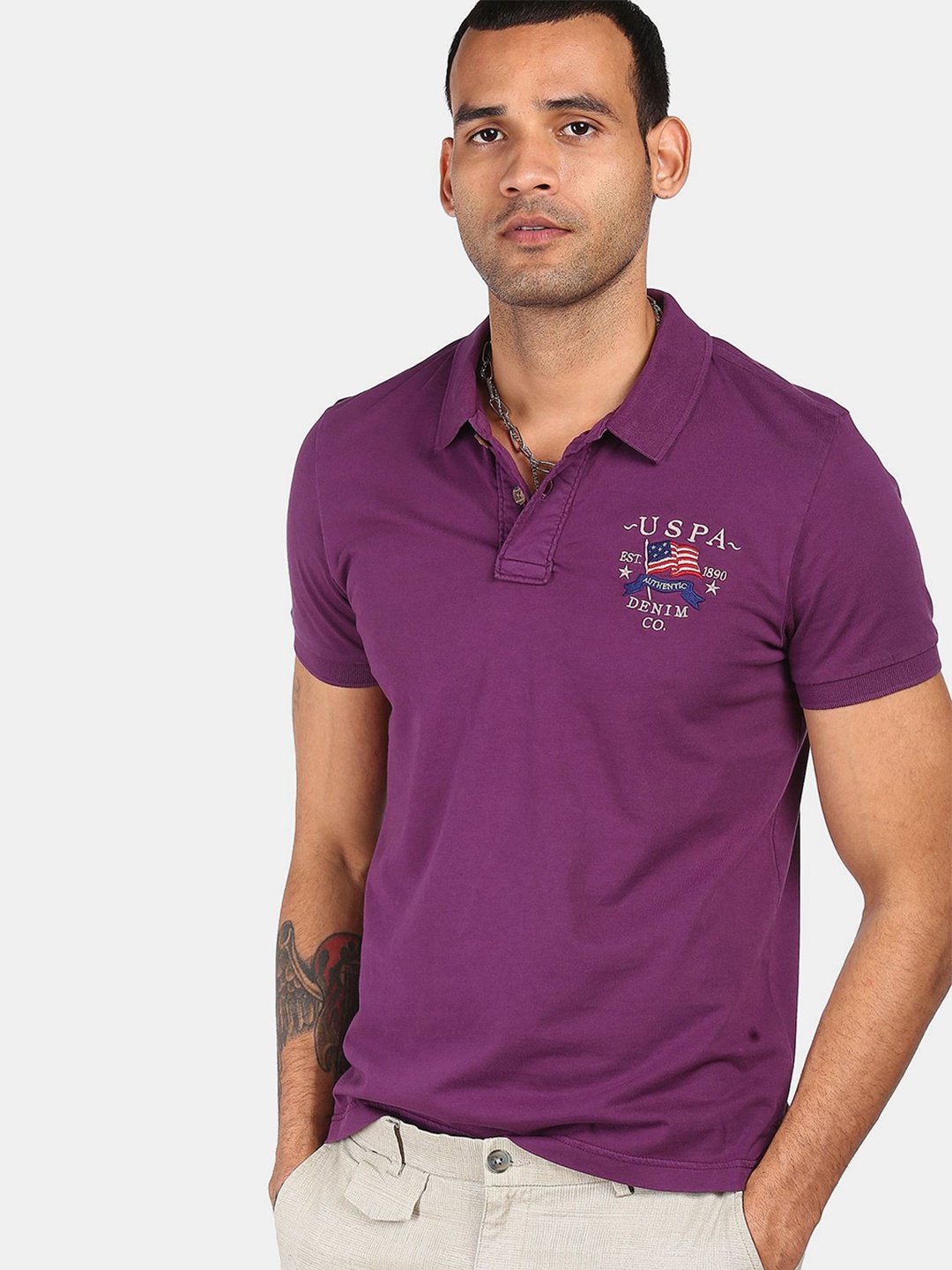U.S. Polo Assn. Denim Co. Men Purple Brand Logo Polo Collar Pure Cotton T-shirt
U.S. Polo Assn. Denim Co. Men Purple Brand Logo Polo Collar Pure Cotton T-shirt
