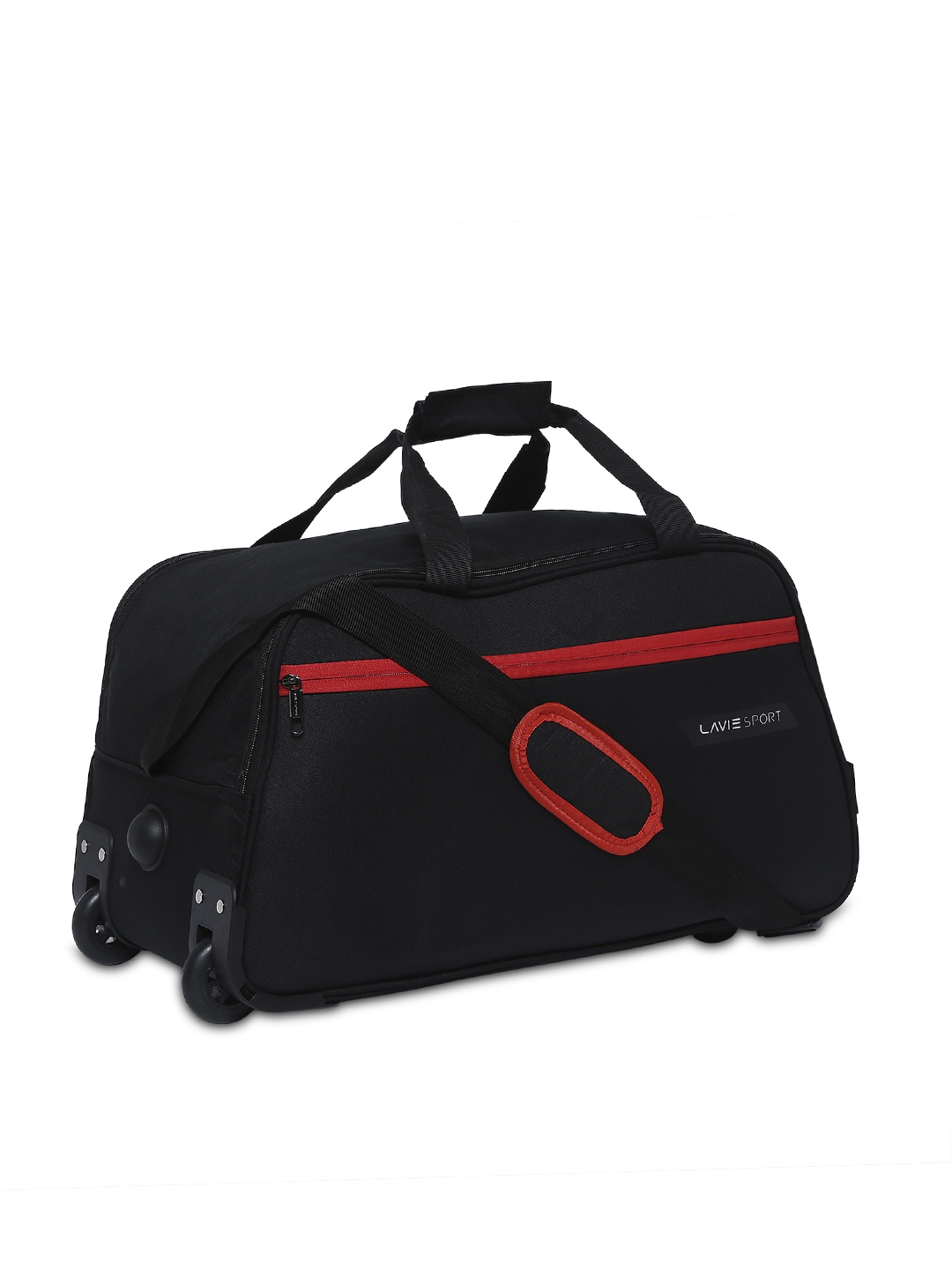 LAVIE SPORT Unisex Black & Red Wheel Duffel Bag