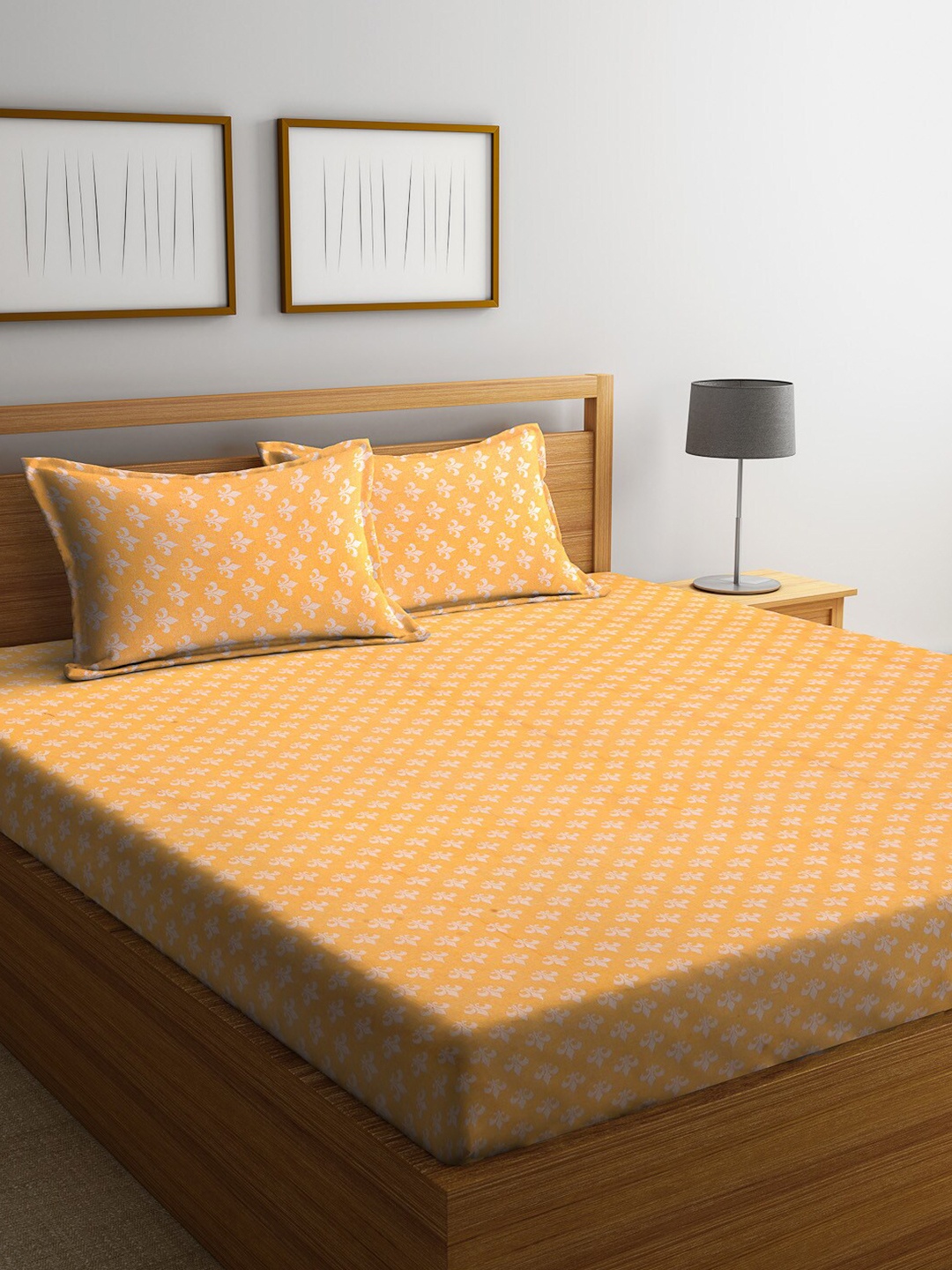 Arrabi Yellow & White Ethnic Motifs 300 TC King Cotton Bedsheet with 2 Pillow Covers
Arrabi Yellow & White Ethnic Motifs 300 TC King Cotton Bedsheet with 2 Pillow Covers