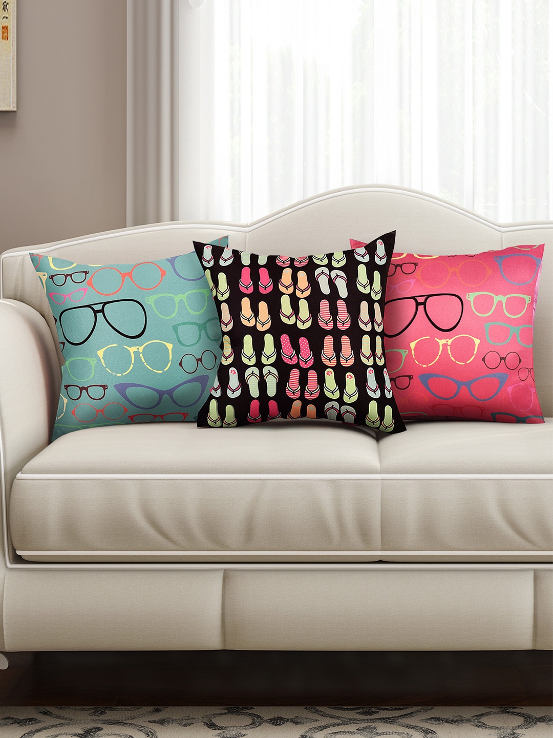 SEJ by Nisha Gupta Multicoloured Set of 3 Printed 16" x 16" Square Cushion Covers, Multi
SEJ by Nisha Gupta Multicoloured Set of 3 Printed 16" x 16" Square Cushion Covers, Multi