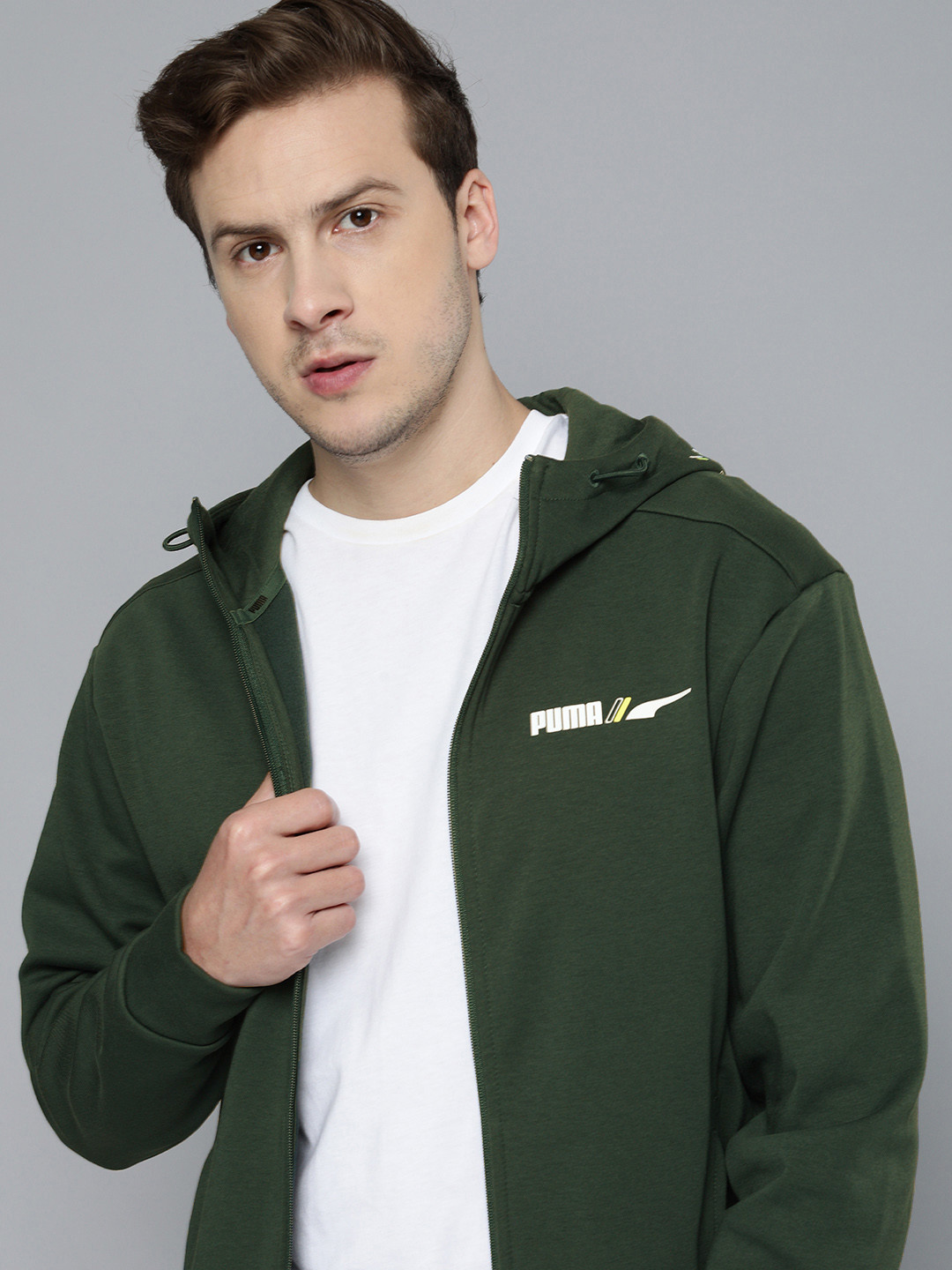 Puma Men Logo Printed Regular Fit Front-Open Winterized Hooded Track Sweatshirt, Green
Puma Men Logo Printed Regular Fit Front-Open Winterized Hooded Track Sweatshirt, Green