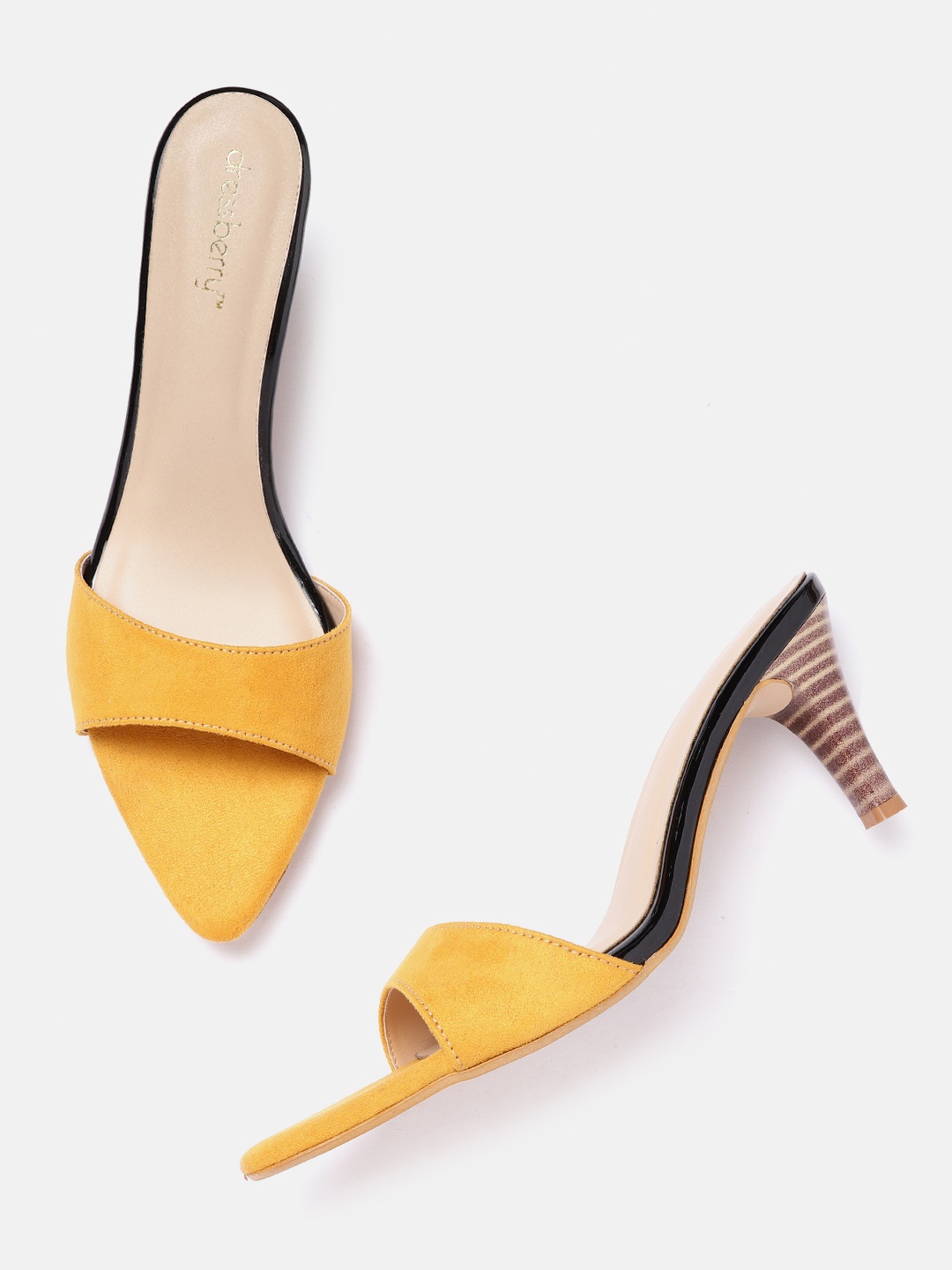 DressBerry Women Yellow & Beige Colourblocked High-Top Heels