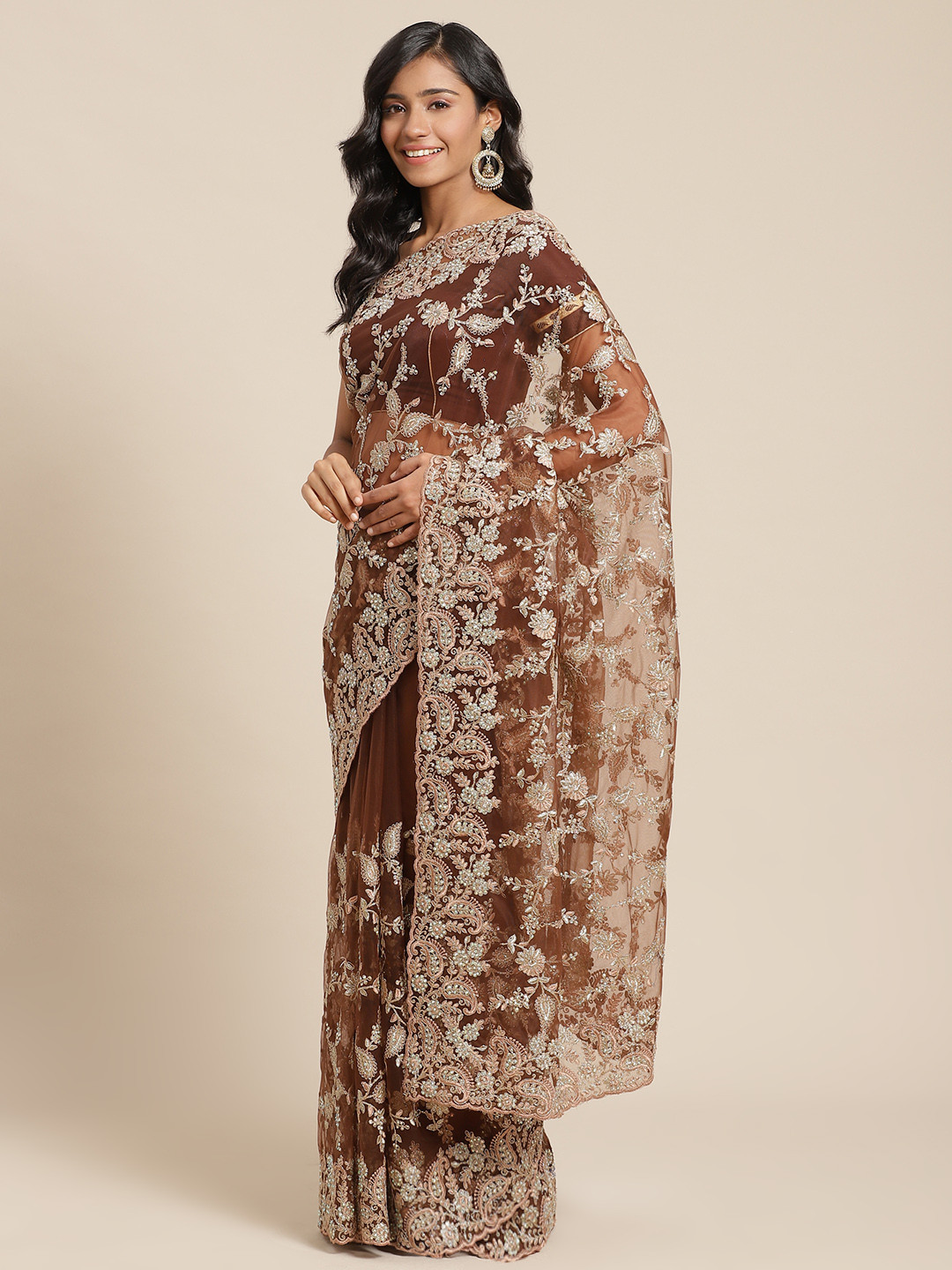 Chhabra 555 Coffee Brown & Golden Ethnic Embroidered Aari Work Net Saree
Chhabra 555 Coffee Brown & Golden Ethnic Embroidered Aari Work Net Saree
