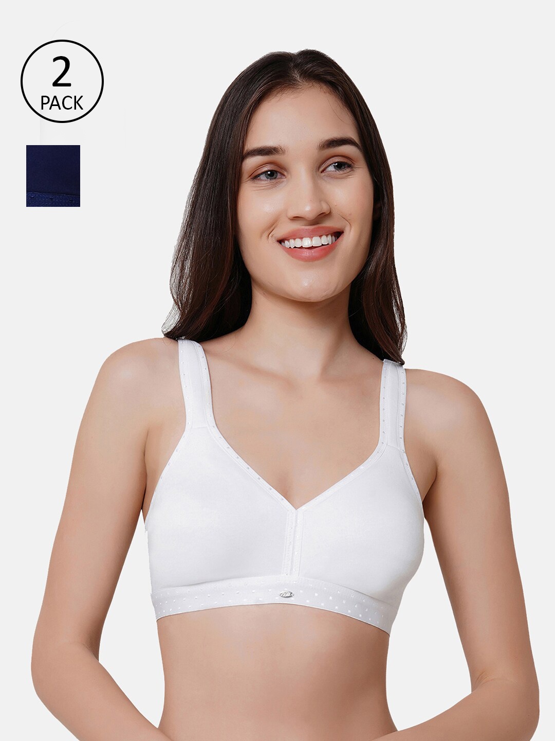 SOIE Women Non Padded Non-Wired Full Coverage Stretch Cotton T-shirt Bra-Pack of 2, Navy blue
SOIE Women Non Padded Non-Wired Full Coverage Stretch Cotton T-shirt Bra-Pack of 2, Navy blue