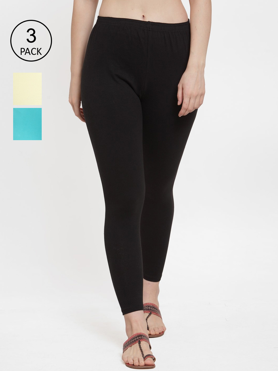 GRACIT Women Pack Of 3 Solid Ankle-Length Leggings, Black
GRACIT Women Pack Of 3 Solid Ankle-Length Leggings, Black