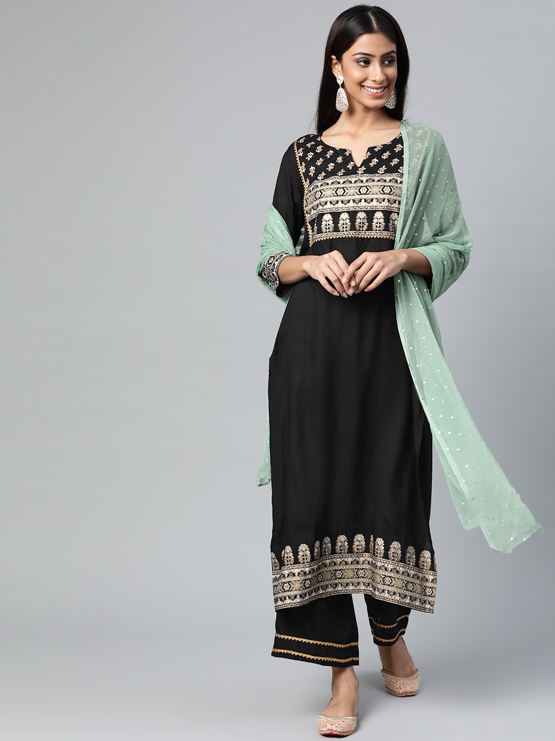 Laado - Pamper Yourself Women Black Ethnic Motifs Yoke Design Regular Kurta with Palazzos & With Dupatta
Laado - Pamper Yourself Women Black Ethnic Motifs Yoke Design Regular Kurta with Palazzos & With Dupatta