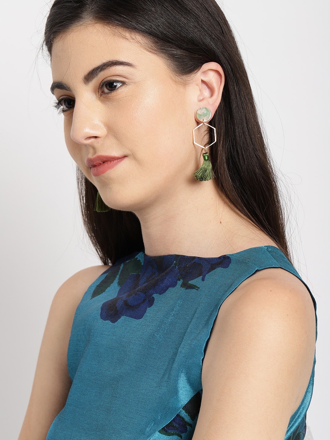 Blisscovered Green Contemporary Drop Earrings