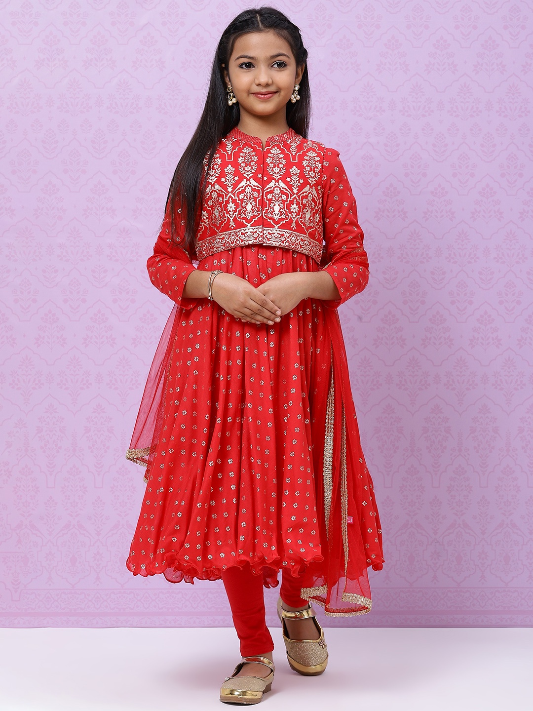Biba Girls Red & Silver Printed Cotton Kurta with Churidar & Dupatta with Ethnic Jacket
Biba Girls Red & Silver Printed Cotton Kurta with Churidar & Dupatta with Ethnic Jacket