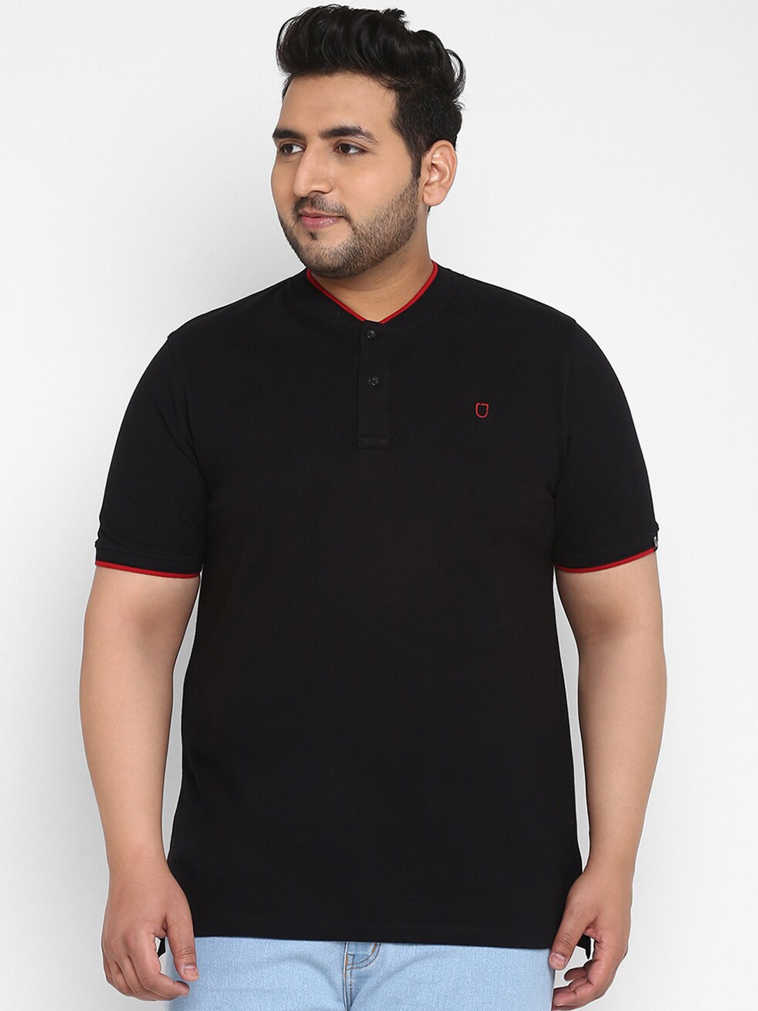 Urbano Plus Men Plus Size Black Pure Cotton Mandarin Collar Pure Cotton T-shirt
Urbano Plus Men Plus Size Black Pure Cotton Mandarin Collar Pure Cotton T-shirt