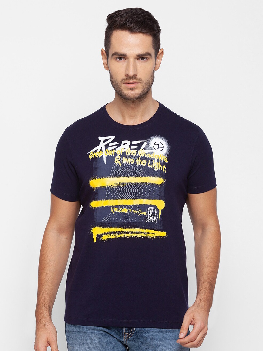 SPYKAR Men Navy Blue & french middle red purple Typography Printed Applique Slim Fit T-shirt
SPYKAR Men Navy Blue & french middle red purple Typography Printed Applique Slim Fit T-shirt