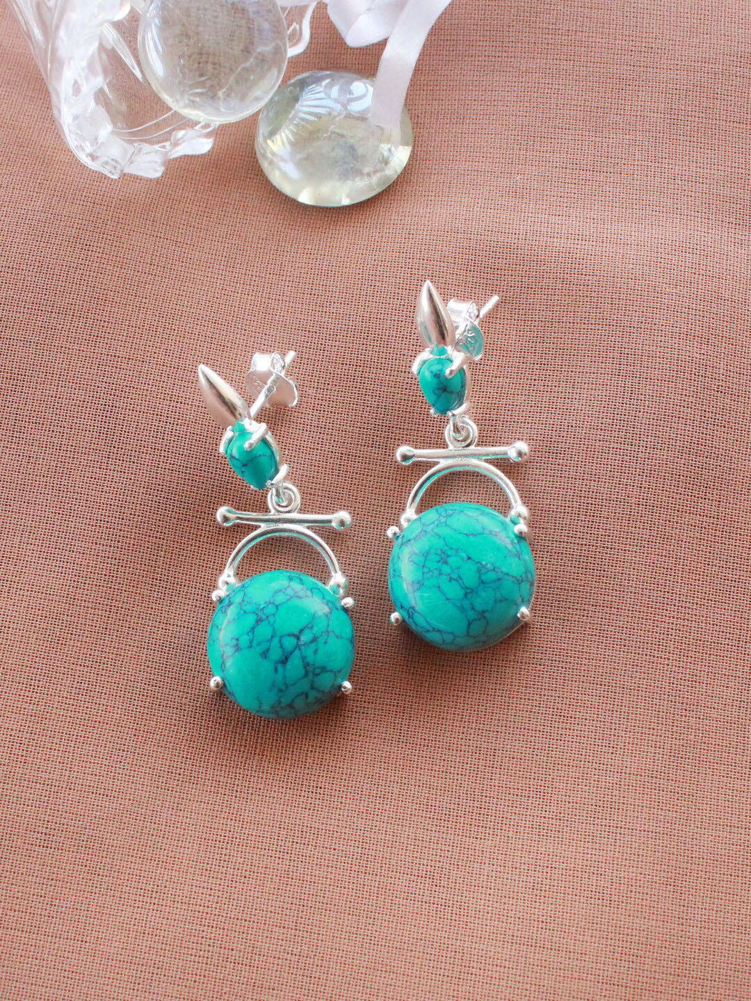 ERILINE JEWELRY Silver-Toned & Turquoise Blue Silver Plated Contemporary Drop Earrings
ERILINE JEWELRY Silver-Toned & Turquoise Blue Silver Plated Contemporary Drop Earrings