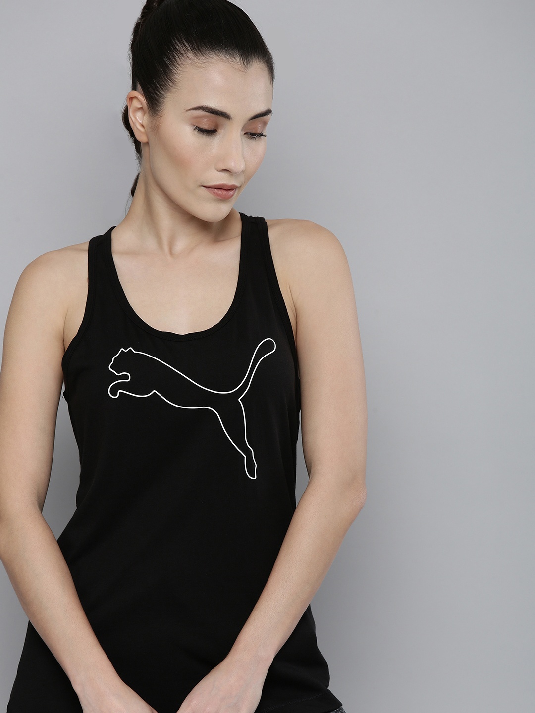 Puma Women Black Printed RTG Logo Tank Top