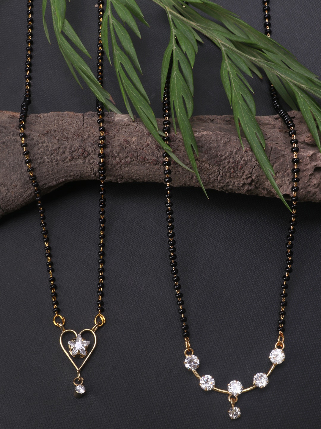 JEWELS GEHNA Set of 2 Gold Plated Traditional CZ Stone Studded Bead Mangalsutra, White
JEWELS GEHNA Set of 2 Gold Plated Traditional CZ Stone Studded Bead Mangalsutra, White