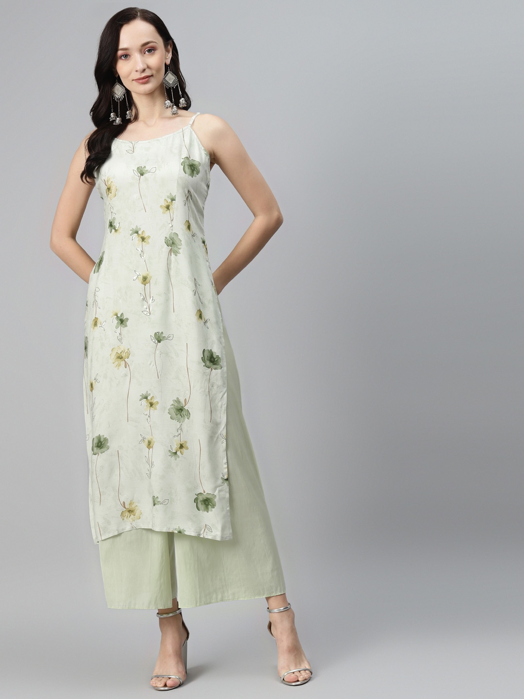 Rang Gali Women Sea Green Floral Printed Kurta