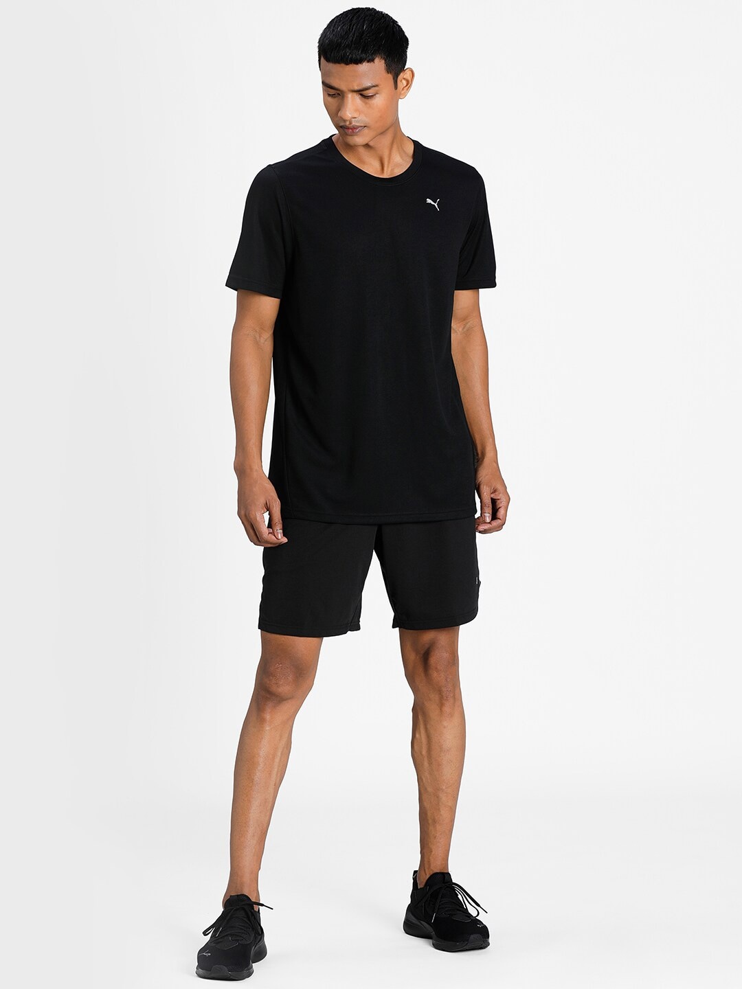 Puma Men Black Solid Performance Short Sleeve Training T-shirt