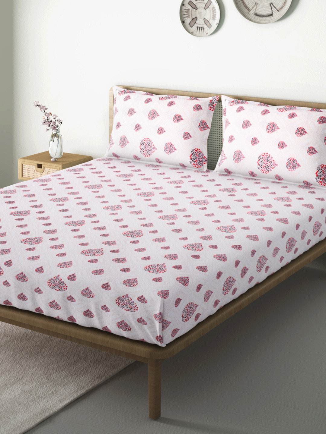 Aura White & Maroon Ethnic Motif 144 TC 120 GSM Cotton Queen Bedsheet with 2 Pillow Covers
Aura White & Maroon Ethnic Motif 144 TC 120 GSM Cotton Queen Bedsheet with 2 Pillow Covers
