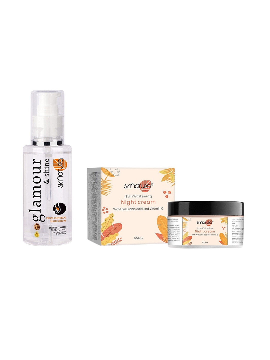 Skinatura Glamour & Shine Hair Serum + Night Cream With Hyaluronic Acid and Vitamin-C, White
Skinatura Glamour & Shine Hair Serum + Night Cream With Hyaluronic Acid and Vitamin-C, White