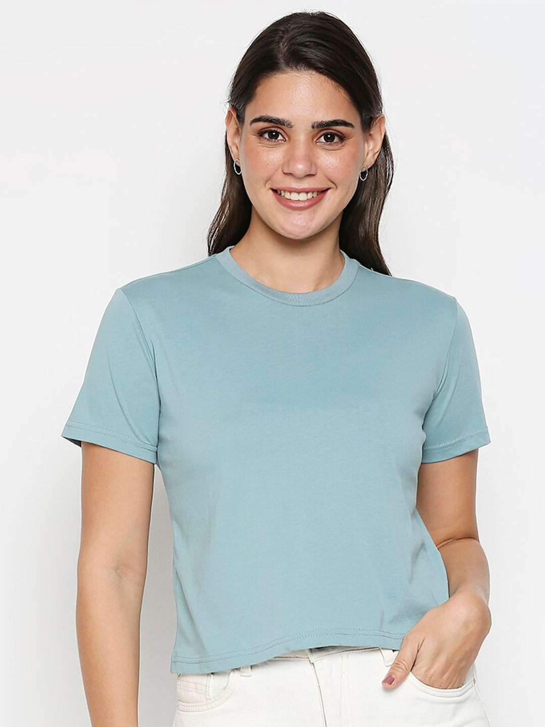 20Dresses Women Blue Pure Cotton T-shirt