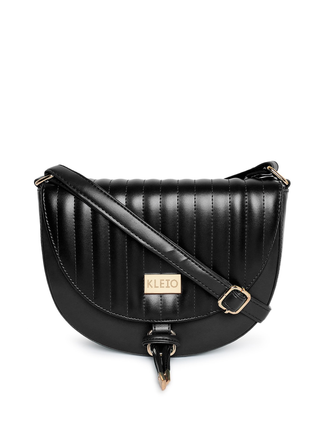 KLEIO Quilted Half Moon Sling Bag, Black