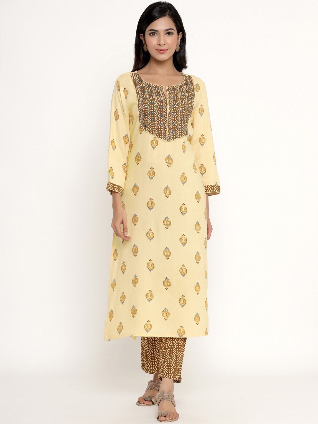DIVYANK Women Yellow Ethnic Motifs Printed Regular Kurta with Trousers & With Dupatta
DIVYANK Women Yellow Ethnic Motifs Printed Regular Kurta with Trousers & With Dupatta