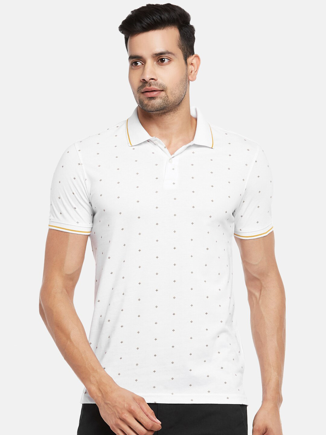 BYFORD by Pantaloons Men White Micro Ditsy Printed Polo Collar Slim Fit Pure Cotton T-shirt
BYFORD by Pantaloons Men White Micro Ditsy Printed Polo Collar Slim Fit Pure Cotton T-shirt
