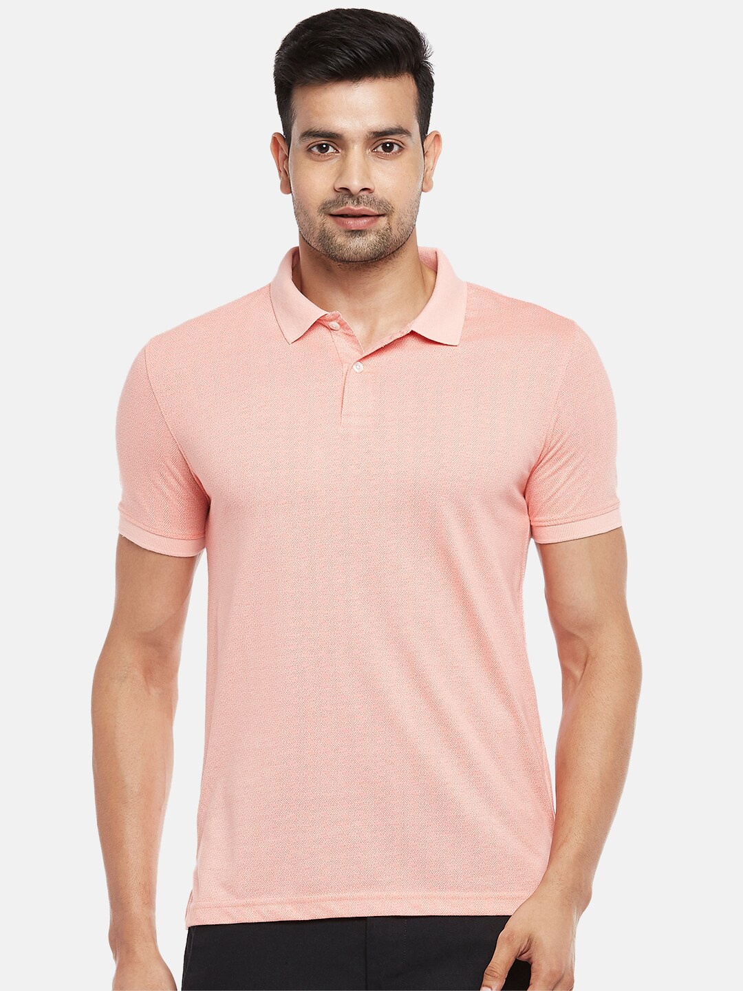 BYFORD by Pantaloons Men Coral Pink Geometric Printed Polo Collar Slim Fit Pure Cotton T-shirt
BYFORD by Pantaloons Men Coral Pink Geometric Printed Polo Collar Slim Fit Pure Cotton T-shirt