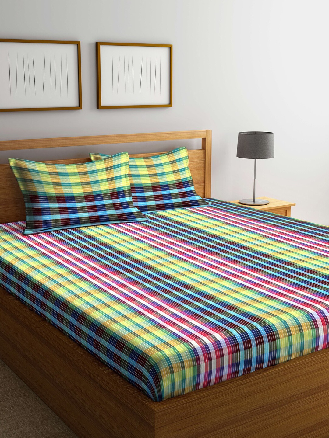 Arrabi Multicoloured Geometric 300 TC Cotton Super King Bedsheet With 2 Pillow Covers, Multi
Arrabi Multicoloured Geometric 300 TC Cotton Super King Bedsheet With 2 Pillow Covers, Multi