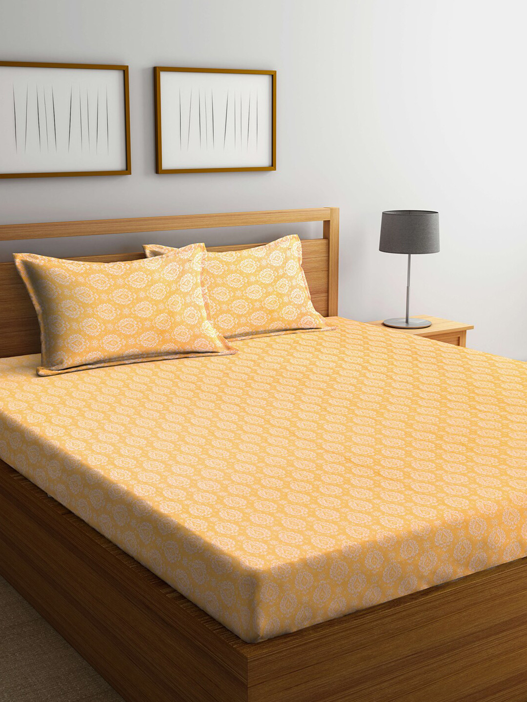 Arrabi Yellow & White Ethnic Motifs 300 TC Cotton Super King Bedsheet With 2 Pillow Covers
Arrabi Yellow & White Ethnic Motifs 300 TC Cotton Super King Bedsheet With 2 Pillow Covers