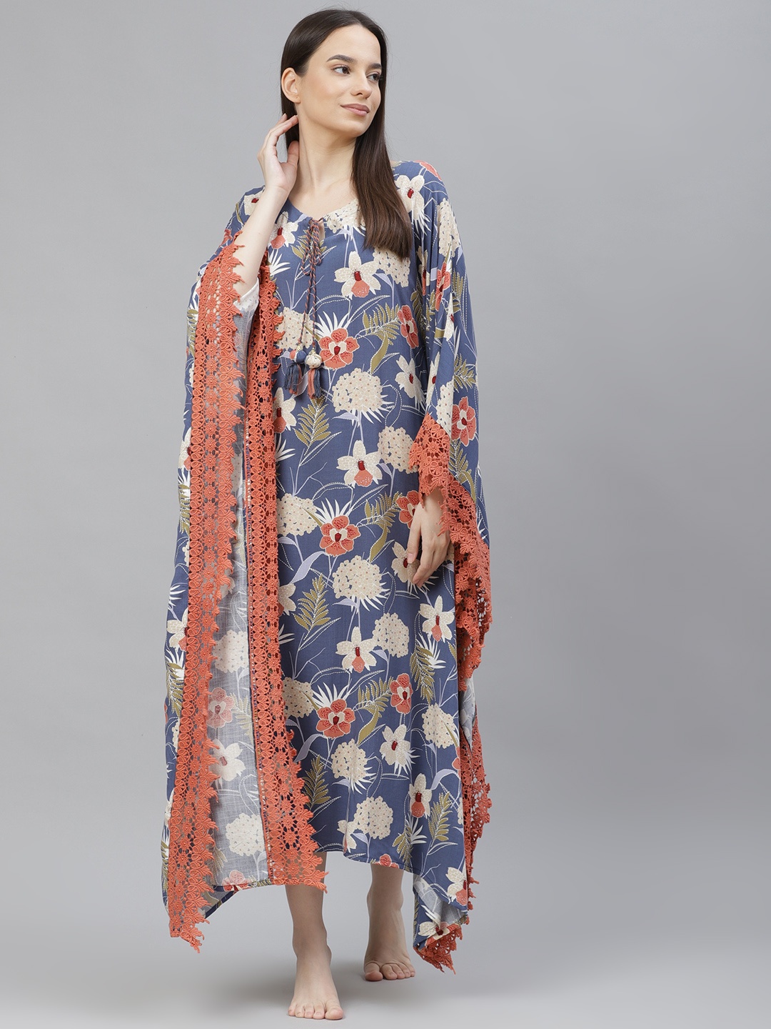 Readiprint Fashions Blue Printed Kaftan Dress