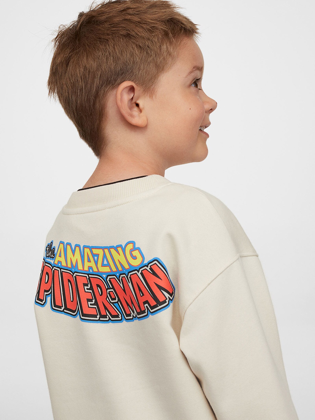 H&M Boys Beige Printed Sweatshirt