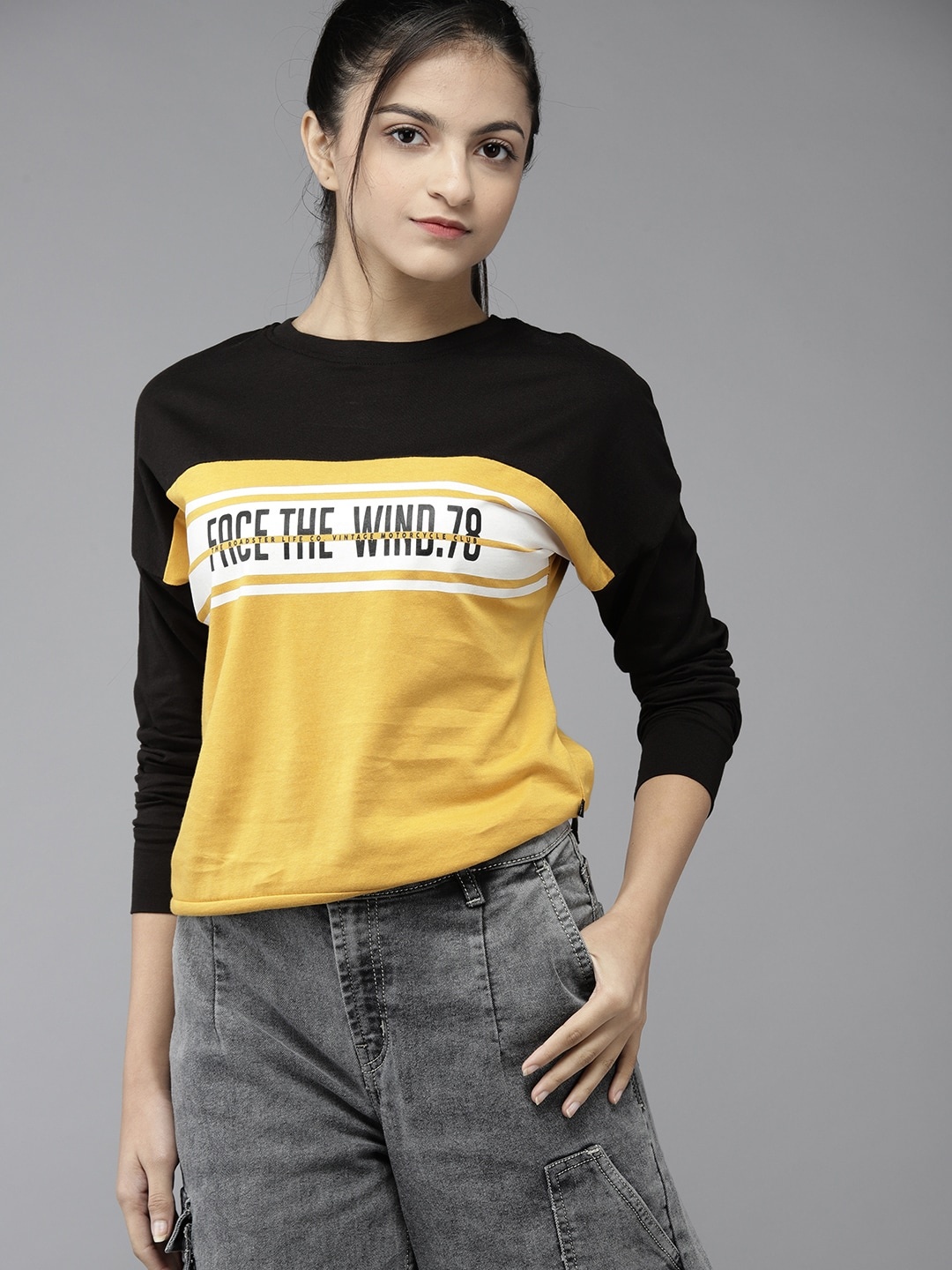 UTH by Roadster Teen Girls Yellow & Black Pure Cotton Striped Drop-Shoulder Sleeve T-shirt
UTH by Roadster Teen Girls Yellow & Black Pure Cotton Striped Drop-Shoulder Sleeve T-shirt