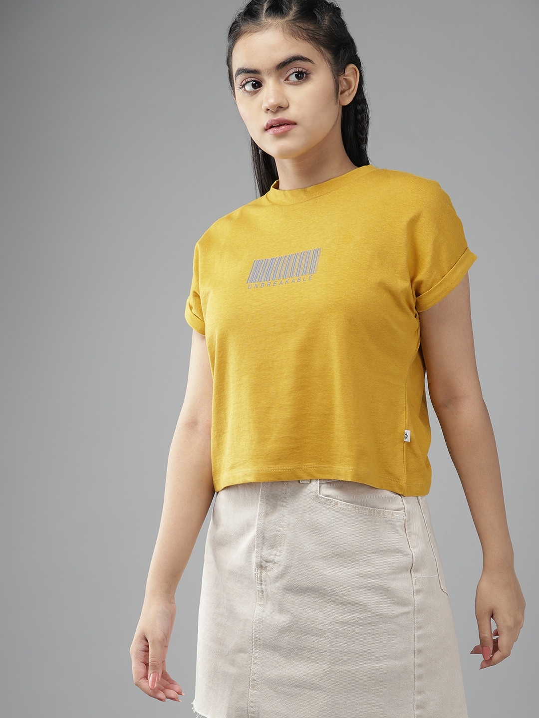 UTH by Roadster Girls Mustard Yellow Extended Sleeves Cotton T-shirt with Striped Detail
UTH by Roadster Girls Mustard Yellow Extended Sleeves Cotton T-shirt with Striped Detail