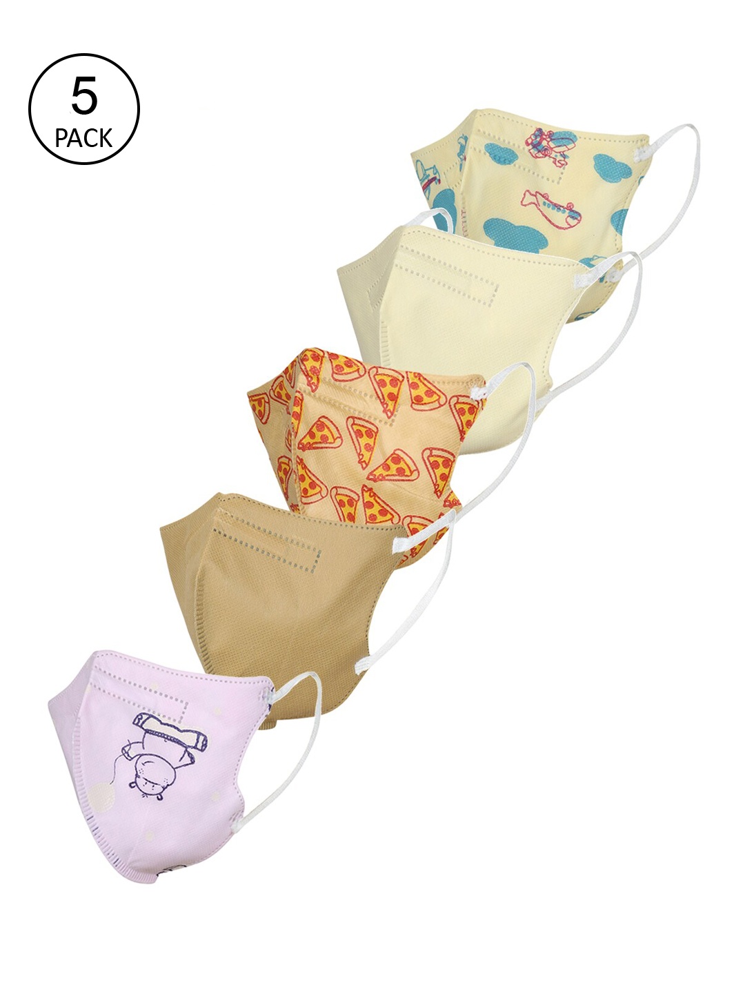 FROGGY Kids Pack Of 5 Assorted 5-Ply Anti-Pollution N95 Masks
