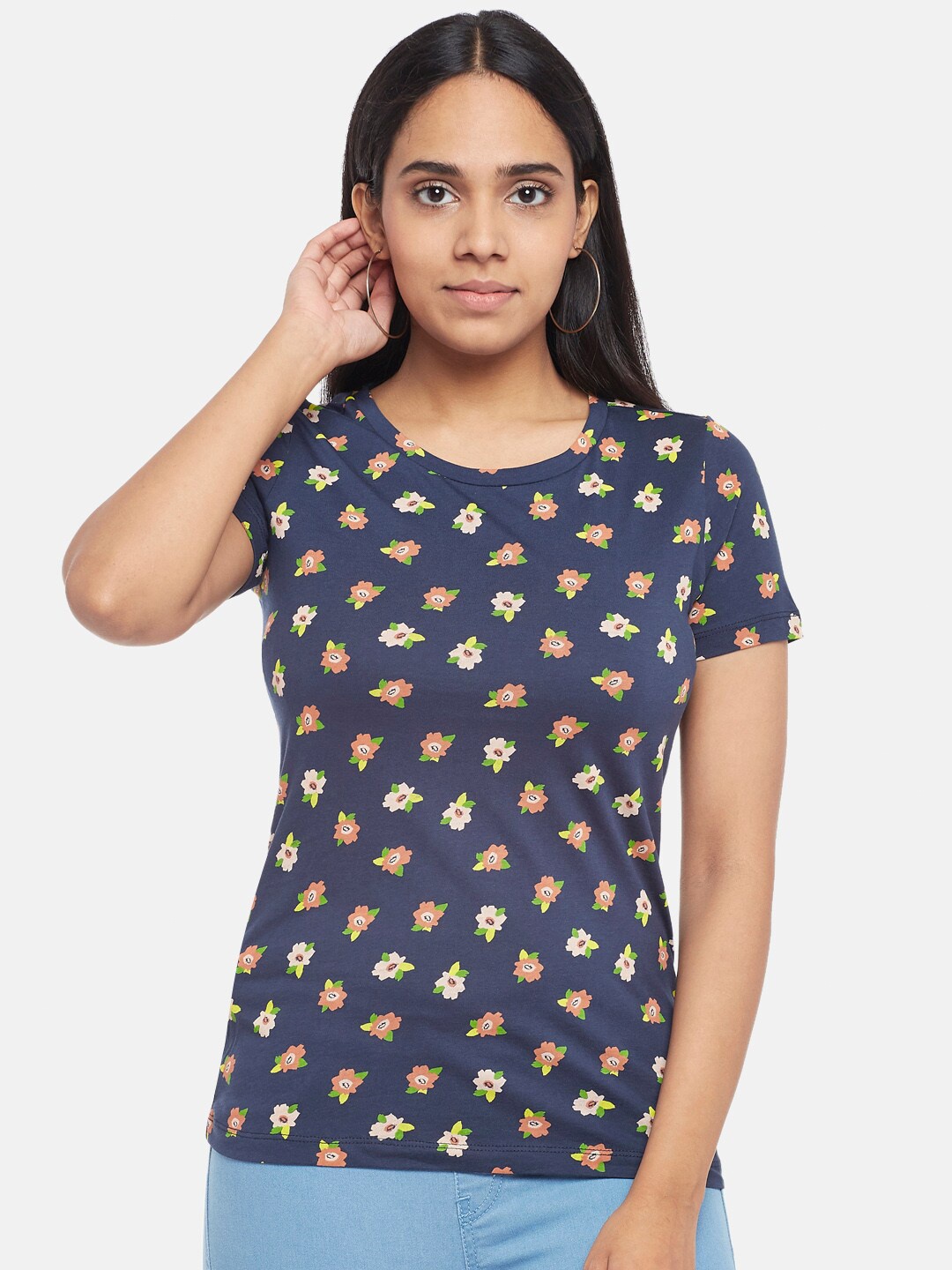 Honey by Pantaloons Women Navy Blue & skipper blue Printed Drop-Shoulder Sleeves T-shirt
Honey by Pantaloons Women Navy Blue & skipper blue Printed Drop-Shoulder Sleeves T-shirt