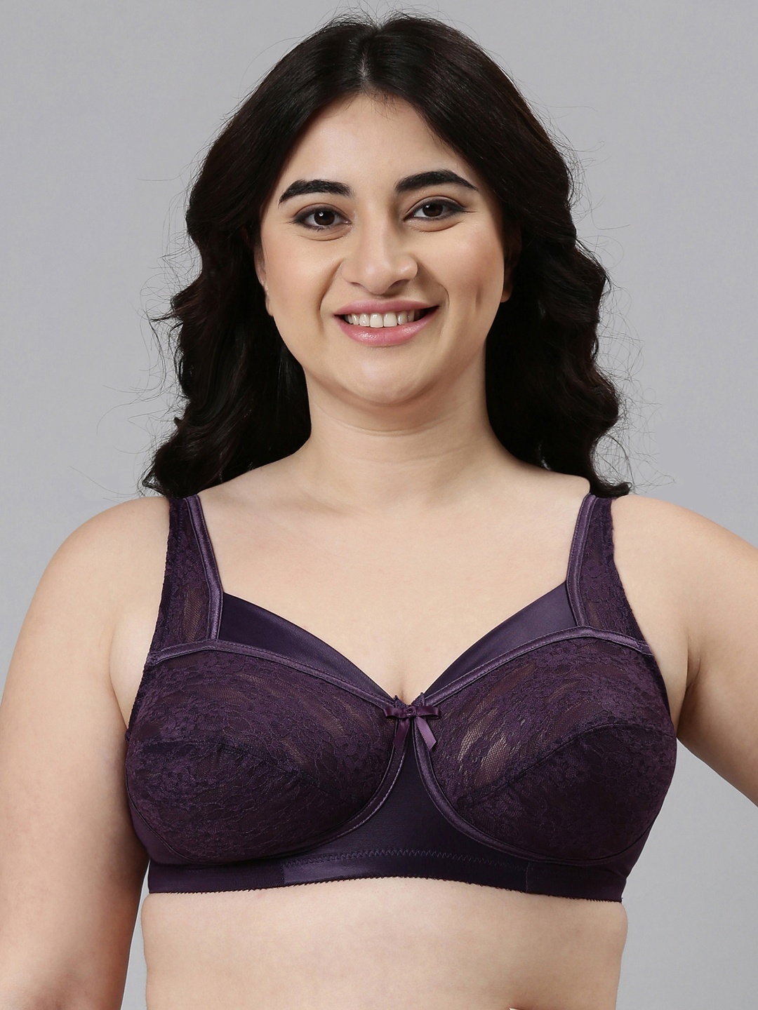 Enamor Women Purple Non-Padded Non-Wired Full Support Lace Bra With Sectioned Cups - FB06
Enamor Women Purple Non-Padded Non-Wired Full Support Lace Bra With Sectioned Cups - FB06